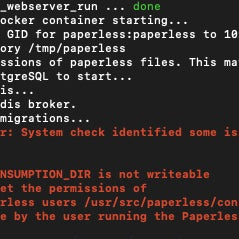 paperless-ngx Fehlermeldung: PAPERLESS CONSUMPTION DIR is not writeable