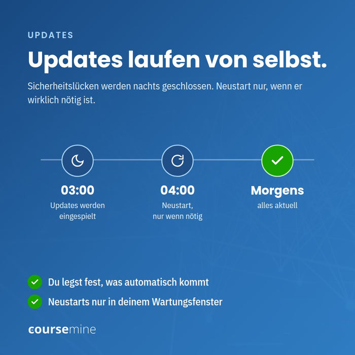 Updates laufen von selbst, Neustart nur im Wartungsfenster